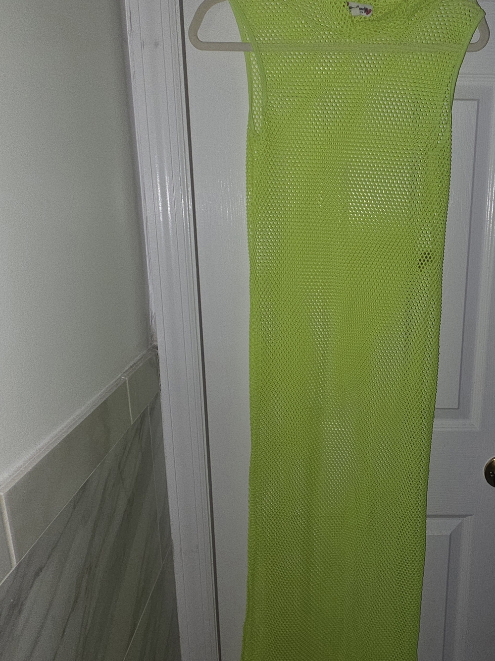 Cotton Candy Neon Green Mesh Swim Coverup Dress